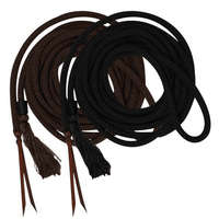New! 23 Round Nylon Braided Mecate Reins With Leather Ends.