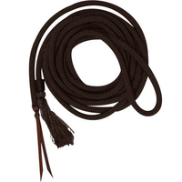 New! 23 Round Nylon Braided Mecate Reins With Leather Ends. Black