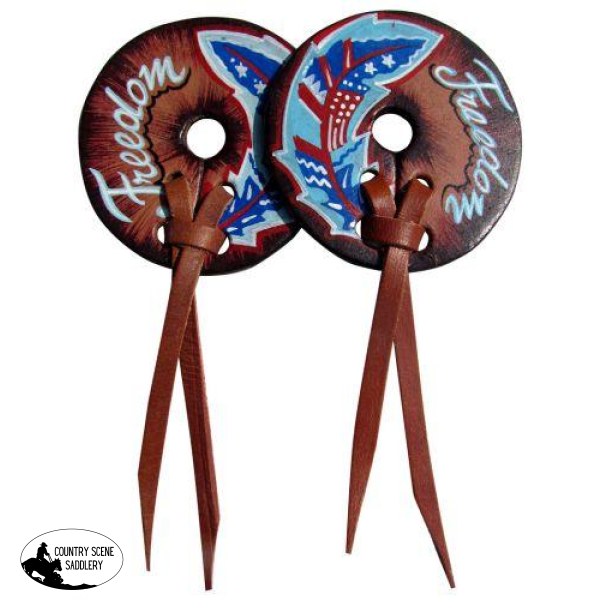 New! Hand Painted Freedom Feather Design Bit Guards. Posted.*
