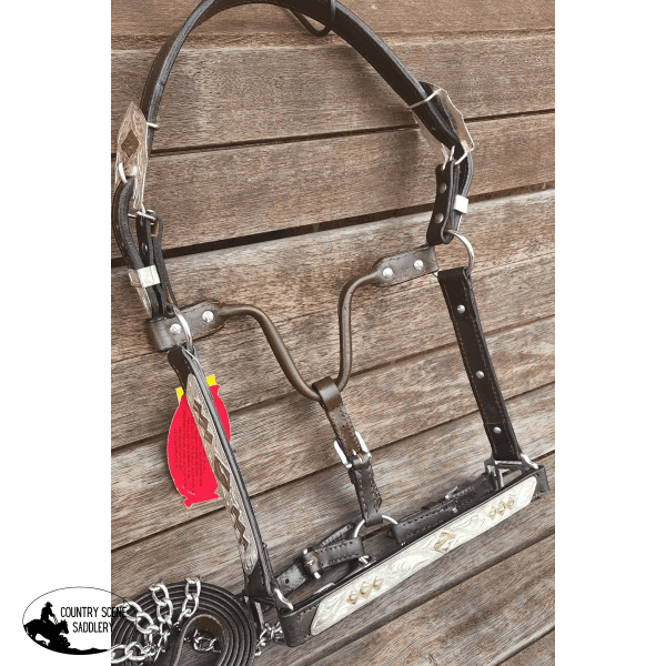 *Leather Full Horse Size Show Halter With Lead.
