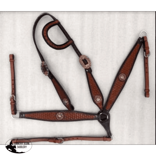 One Eared Tooled Breastcollar And Headstall Sets