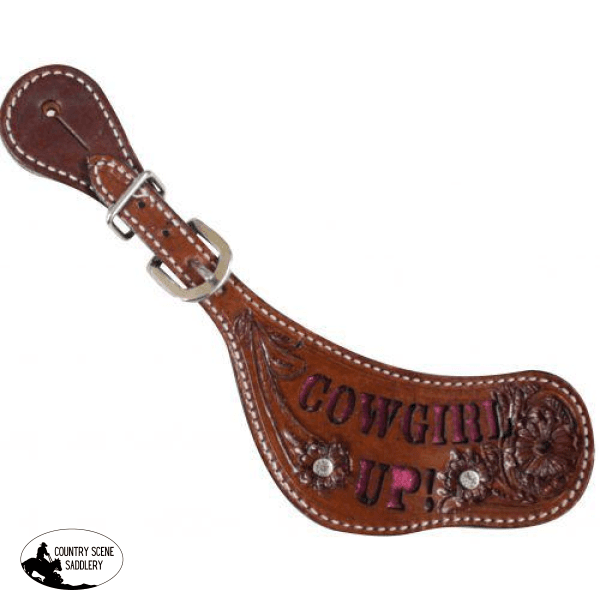 New! Showman Ladies Cowgirl Up Spur Straps With Glitter Inlay. Filigree / Painted Print