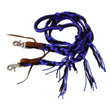 New! Showman ® 8 Ft Braided Nylon Reins With Tassels. Blue