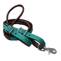 New! Showman ® 8Ft Glitter Leather Contest Reins. Teal