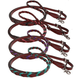 New! Showman ® 8Ft Leather Braided Rein With Colored Lacing.