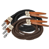 New! Showman ® 8Ft Rolled Nylon Split Reins With Leather Poppers.