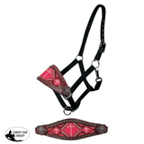 New! Showman ® Beaded Bronc Nose Halter. Full /one Size / Pink
