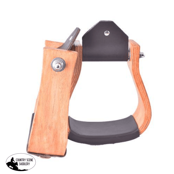 New! Showman ® Curved Ashwood Wooden Stirrup With Leather Tread.
