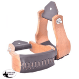 New! Showman ® Curved Teakwood Wooden Stirrups With Leather Tread.