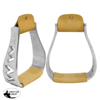 New! Showman ® Engraved Polished Aluminum Stirrups With Cut Out Zig-Zag Design.