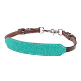 Showman ® Glitter Overlay Leather Wither Strap Teal Filigree / Painted Print Spur Straps