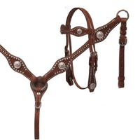 New! Showman ® Headstall And Breast Collar Set With Silver Conchos.