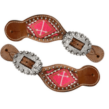 Showman ® Ladies Teal And Brown Beaded Cross Spur Straps. Wither Strap