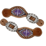Showman ® Ladies Teal And Brown Beaded Cross Spur Straps. Wither Strap