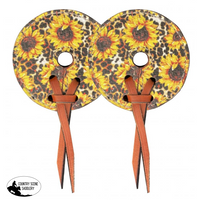 Showman ® Leather Bit Guards With Sunflower And Cheetah
