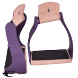 New! Showman ® Lightweight Color Coated Twisted Angled Aluminum Stirrups. Purple On Backorder