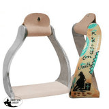 New! Showman ® Lightweight Twisted Angled Aluminum Stirrups With Painted Riding On Faith Design.