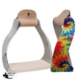 New! Showman ® Lightweight Twisted Angled Aluminum Stirrups With Shimmering Tie Dye Print.