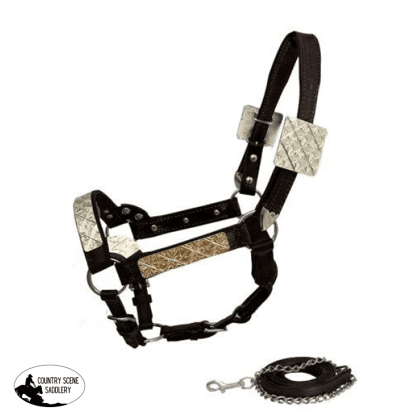 New! Showman ® Mini Size Double Stitched Leather Show Halter.