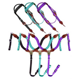 Showman ® Nylon Brow Band Headstall And Breast Collar Set With Leather Accents.