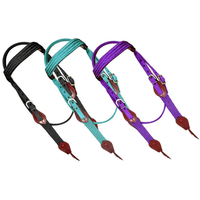 Showman ® Nylon Brow Band Headstall And Breast Collar Set With Leather Accents.