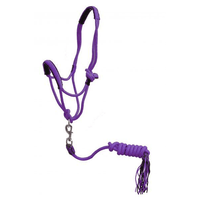 New! Showman ® Pony Braided Nylon Cowboy Knot Rope Halter With Lead.