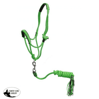 New! Showman ® Pony Braided Nylon Cowboy Knot Rope Halter With Lead. / Lime