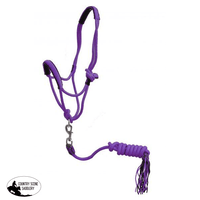 New! Showman ® Pony Braided Nylon Cowboy Knot Rope Halter With Lead. / Purple