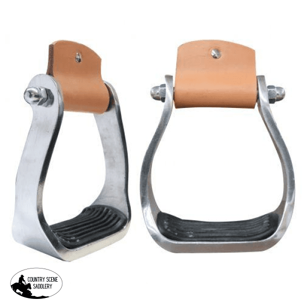 New! Showman ® Pony/youth Polished Aluminum Stirrup With Rubber Tread.
