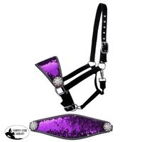 New! Showman ® Purple And Silver Sequins Bronc Halter.