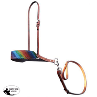 New! Showman ® Rainbow Glitter Overlay Leather Tie Down Noseband And Strap.