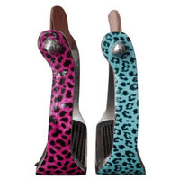 New ! Showman ® Teal Or Pink Cheetah Print Stirrups. Stirrups