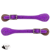 New! Showman ® Youth Glitter Leather Spur Straps. / Purple Show Saddles