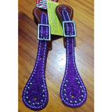 New! Showman ® Youth Glitter Leather Spur Straps. Show Saddles