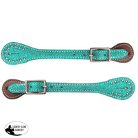 New! Showman ® Youth Glitter Leather Spur Straps. / Teal Show Saddles