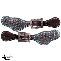 New! Showman ® Youth Leather Spur Straps Basketweave Tooling. Show Saddles