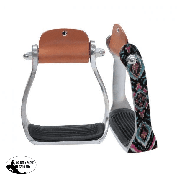 New! Showman ® Youth Shimmering Beaded Navajo Print Stirrup.