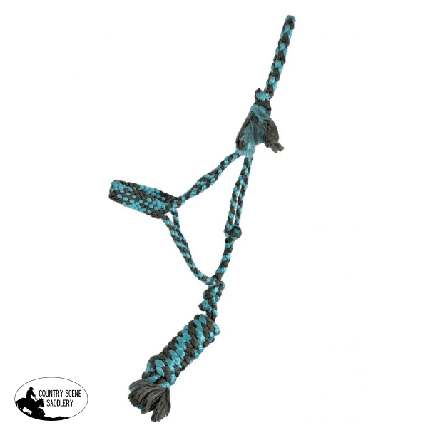 Showman® Braided Mule Tape Halter Brown And Light Blue Halters