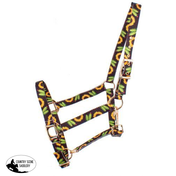 New! ~ Showman® Premium Nylon Horse Sized Halter With Sunflower And Cactus Design. Wear » Halters
