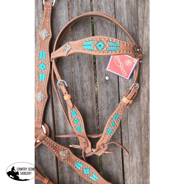 Turquoise And Rawhide Browband Headstall Breastcollar Set